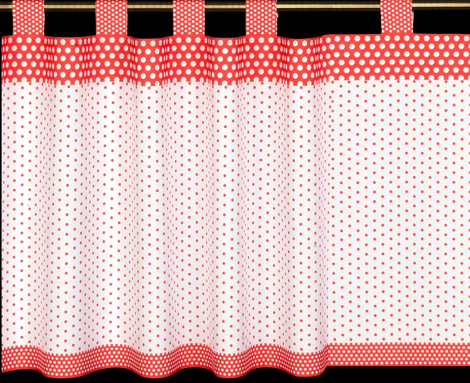 Metrážová záclona - 060 bielo-červená