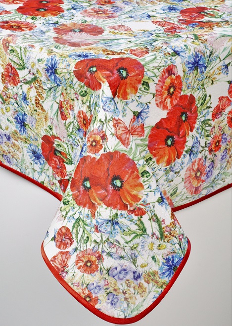 Teflónový obrus vzorovaný kvety makov - Donika