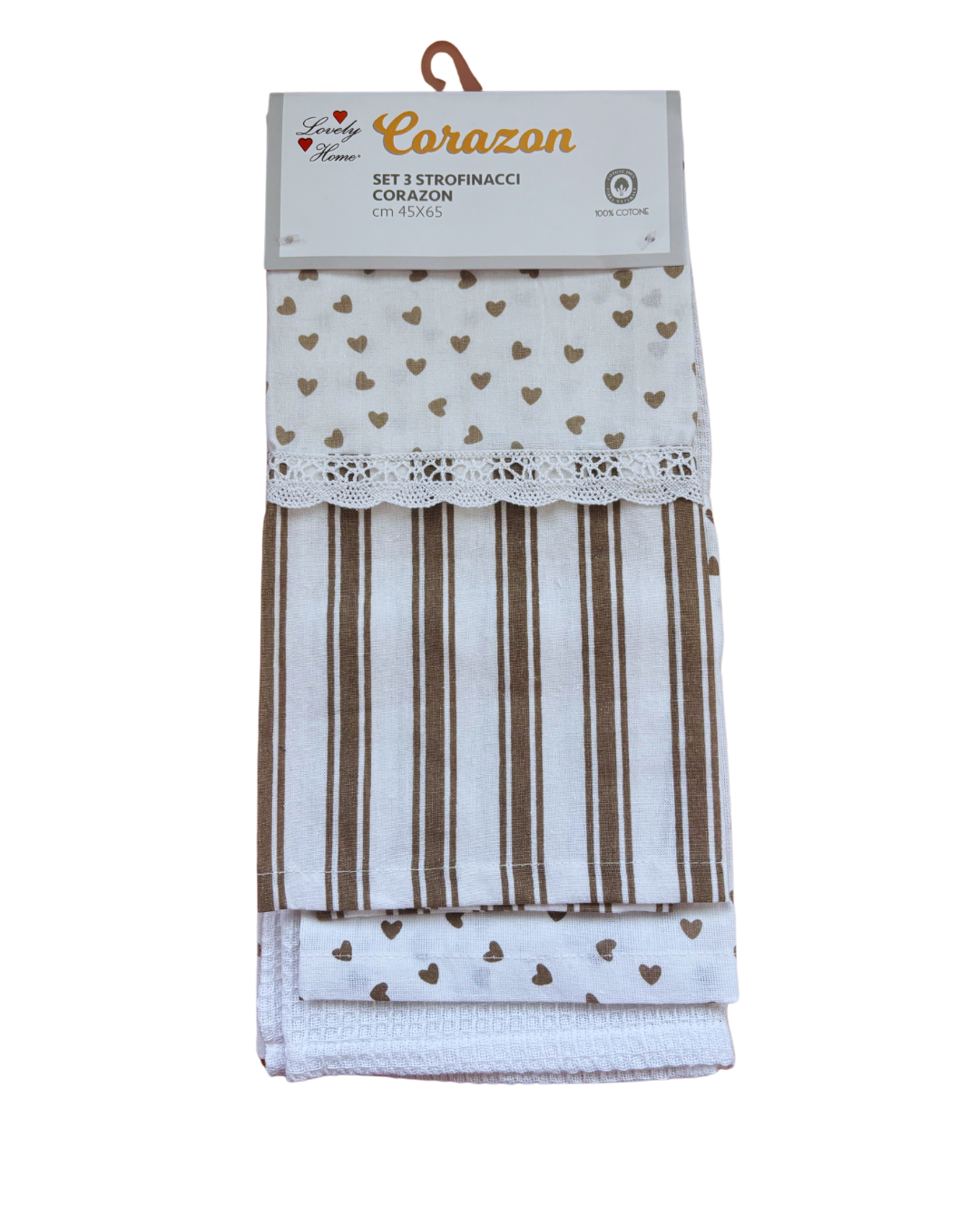 Set 3 ks bavlnených utierok bielo-bežové - Corazon