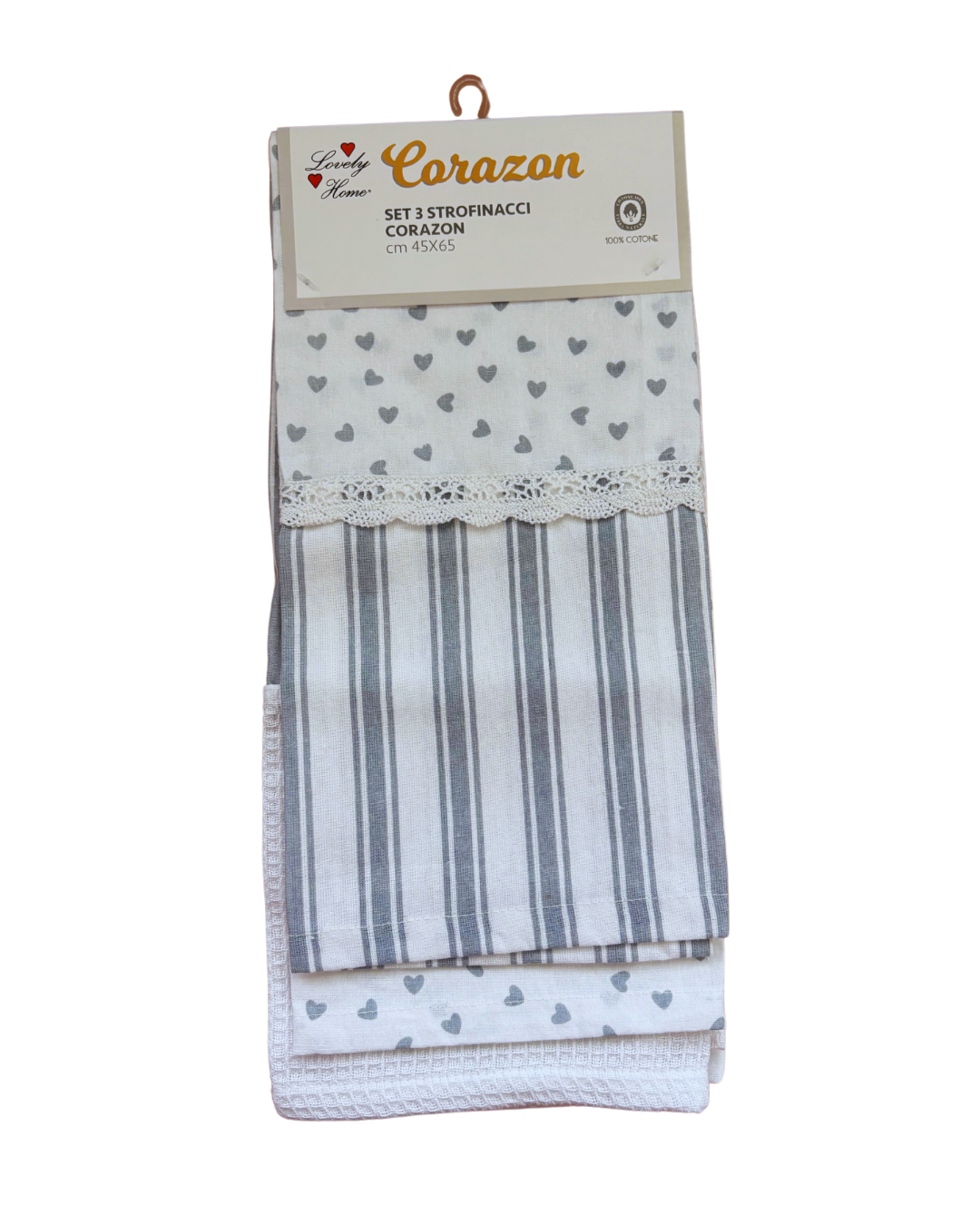 Set 3 ks bavlnených utierok bielo-sivé - Corazon