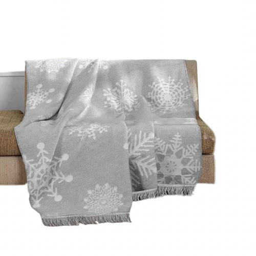 Vianočná bavlnená deka sivá so sniehovými vločkami - Alma