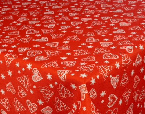 Vianočný obrus teflónový  ECONOMY Perníčky - červený