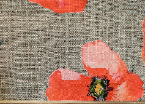 Teflónový obrus vzorovaný - makové kvety na hnedé - Maky