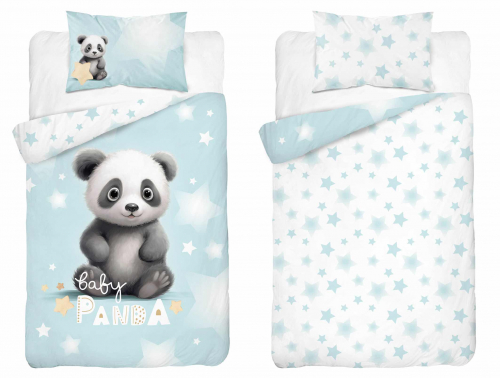 Detská obliečka - panda na modrom - 4998a