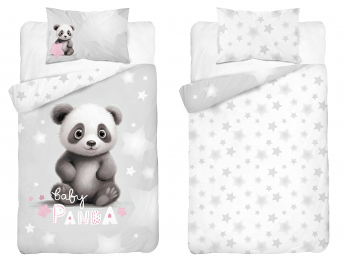Detská obliečka - panda na sivom - 4998b