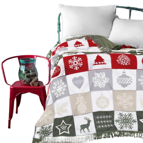Vianočná bavlnená deka s patchworkovým vzorom - Melinda