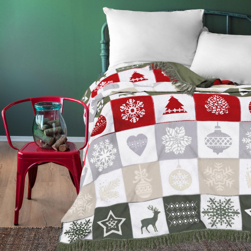 Vianočná bavlnená deka s patchworkovým vzorom - Melinda