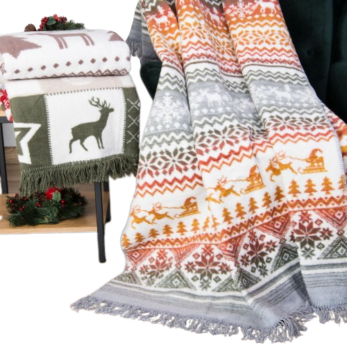 Vianočná bavlnená deka s farebným nórskym vzorom - Brenda