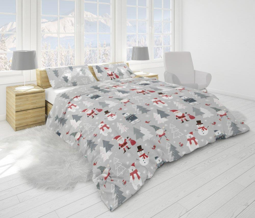 Vianočná obliečka bavlnená - stromčeky a Santa Claus