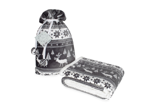 Vianočná deka - nórsky vzor - sivo biela