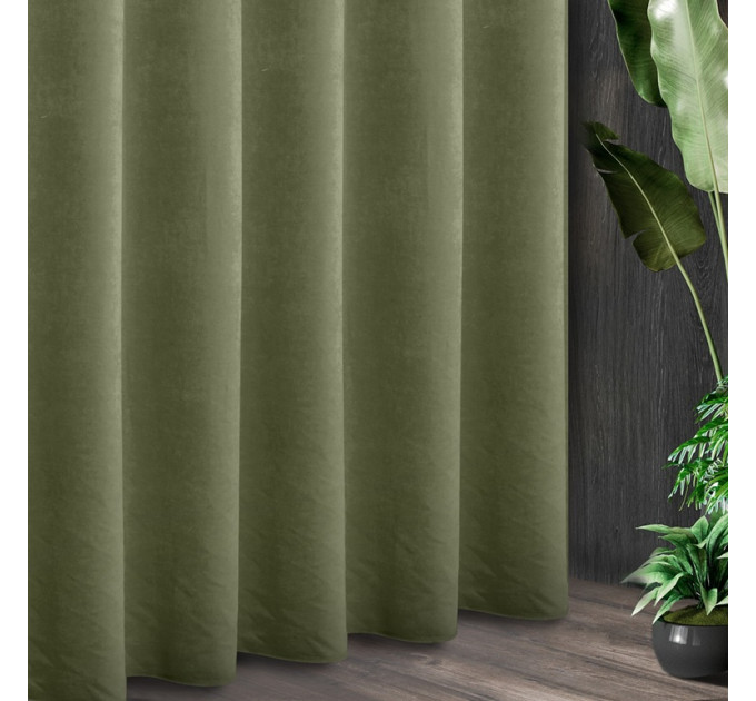 Hotový dekoračný záves - hebký velvet - Lída - khaki 