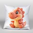 Dekoračná obliečka na vankúš - oranžový dinosaurus