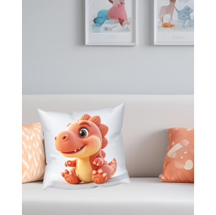 Dekoračná obliečka na vankúš - oranžový dinosaurus