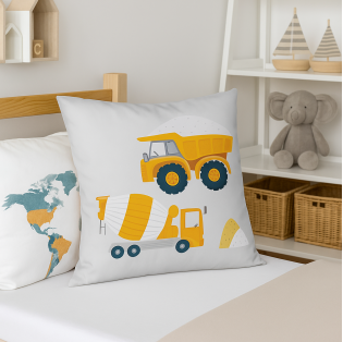 Detská obliečka na vankúš – stavebné stroje 40×40 cm