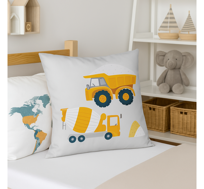 Detská obliečka na vankúš – stavebné stroje 40×40 cm