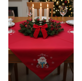 Vianočný obrus - štvorcový so Santa Clausom - červený - NORIMBERGA