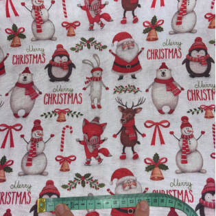 Vianočná dekoračná látka - Santa