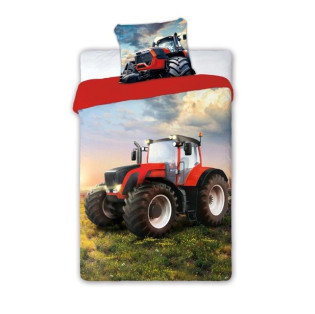 Detská obliečka - traktor - červený