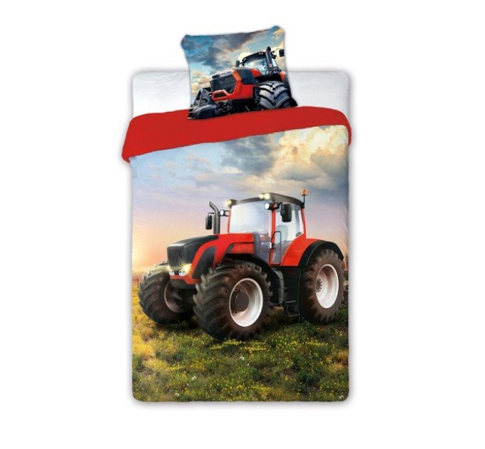 Detská obliečka - traktor - červený