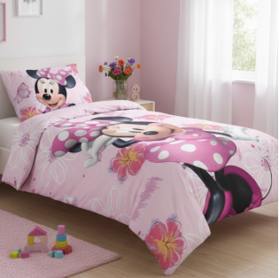 Detská bavlněná obliečka - Minnie v ružových šatách 002