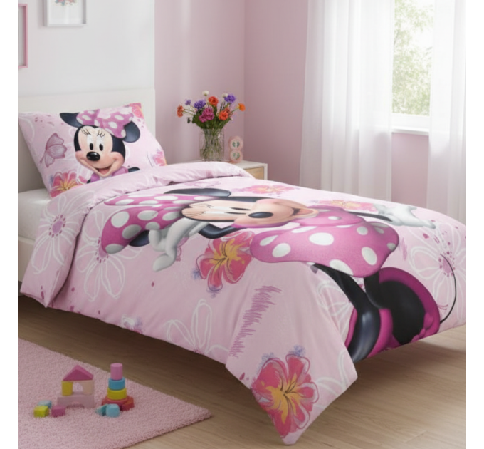 Detská bavlněná obliečka - Minnie v ružových šatách 002
