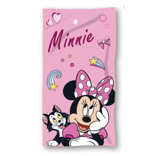 Osuška detská froté - Minnie a mačka na ružovom pozadí 1022