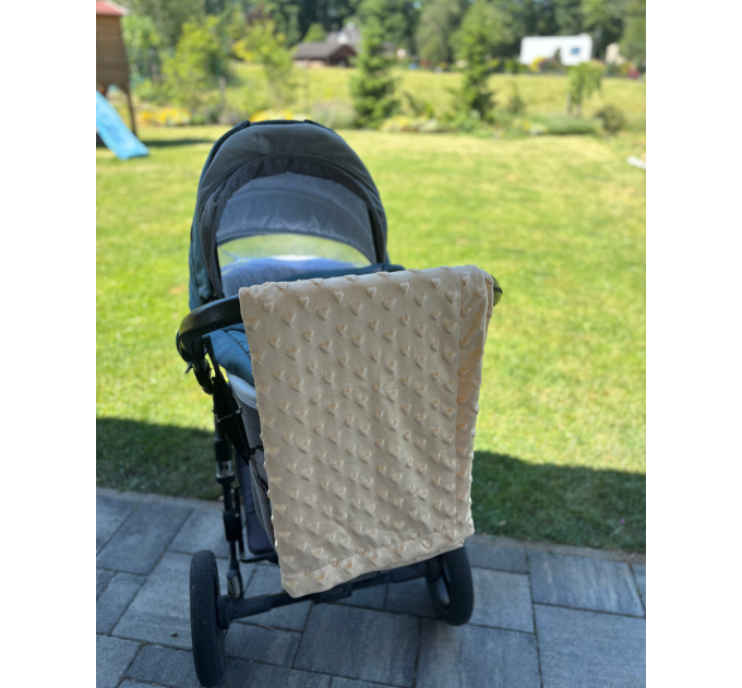 Minky detská deka so srdiečkami - marhuľová