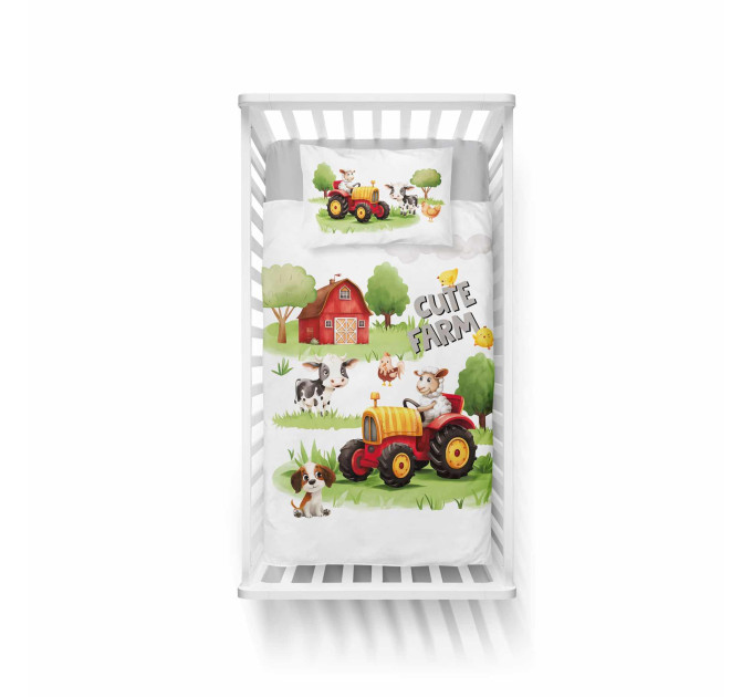 Detské obliečky do postieľky - Farma - zelená 5509A