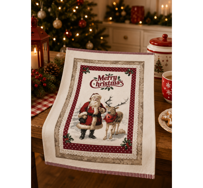 Vianočná bavlnená utierka  - Santa Claus