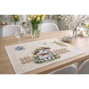 Velkonočné gobelínové prestieranie 35 × 45 cm - biely zajačik